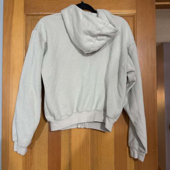 SKIMS Cotton Fleece Classic Zip Up Hoodie Light Heather Grey - Picture 3 of 5